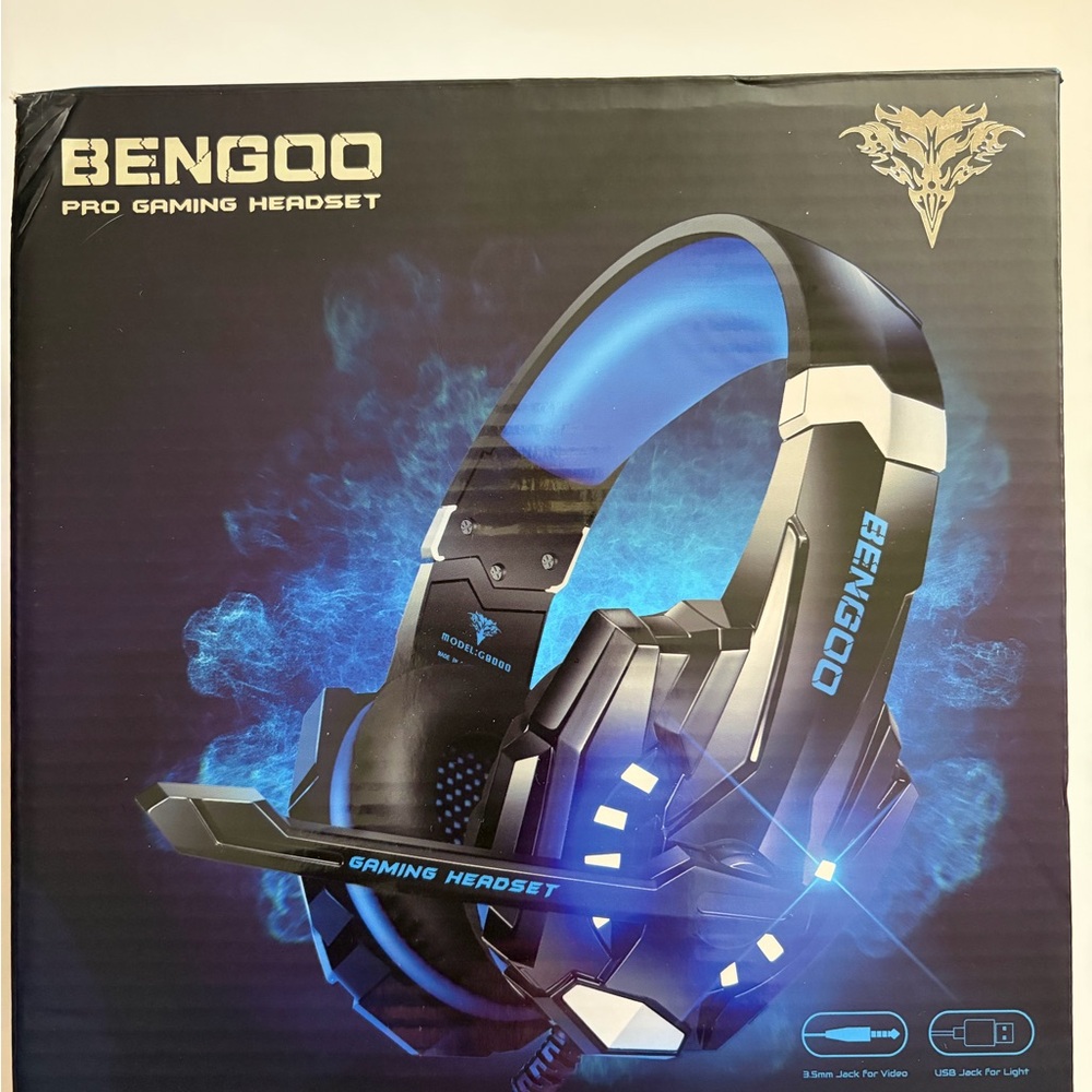 BENGOO G9000 Gaming Headset—Black/Blue
